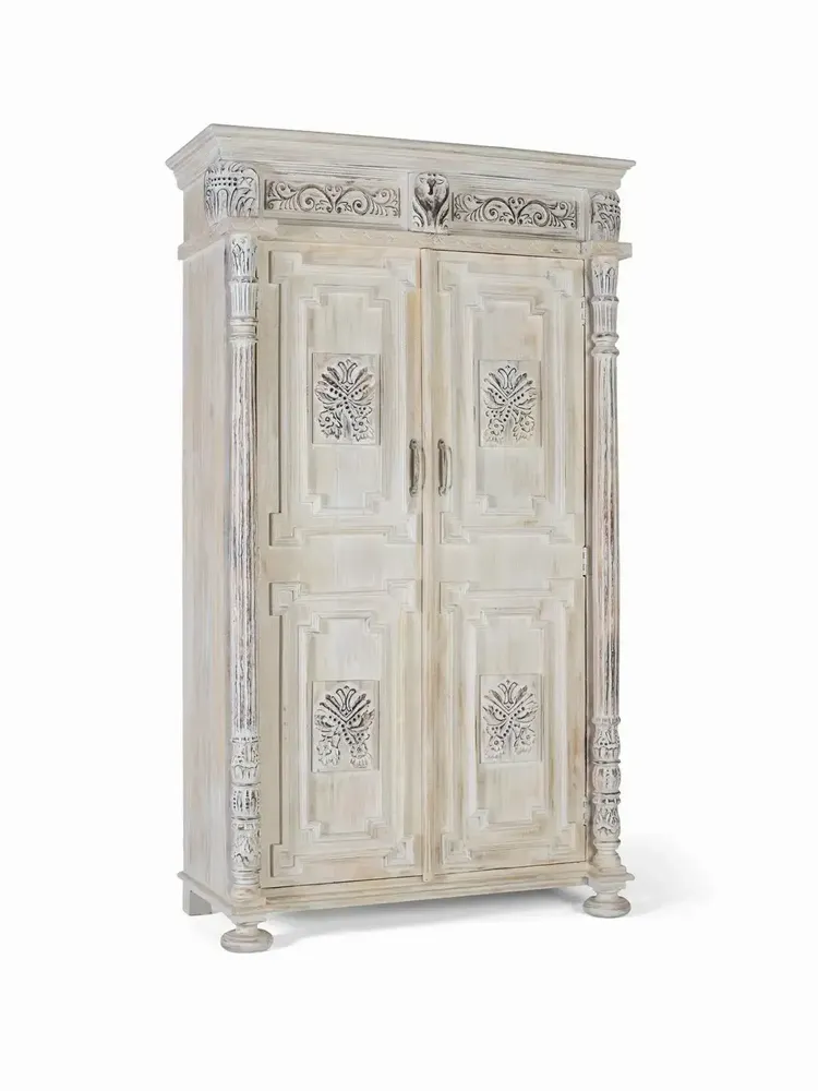 Armoires - Armoire manguier blanc vieilli touche sophistiquée - GINER Y COLOMER
