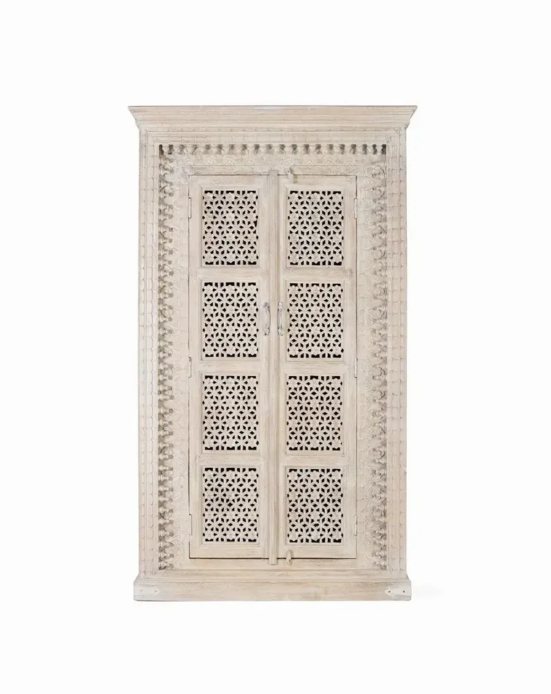 Armoires - Armoire en bois manguier blanc décapé - GINER Y COLOMER