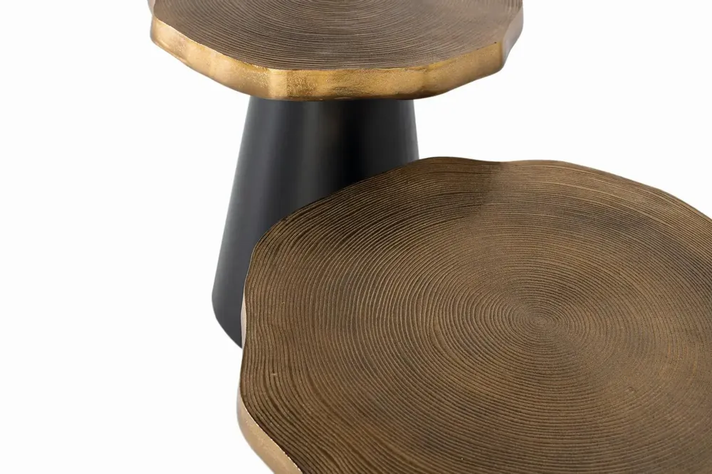Tables basses - Lot de 2 tables basses en métal et cuivre vieilli - GINER Y COLOMER