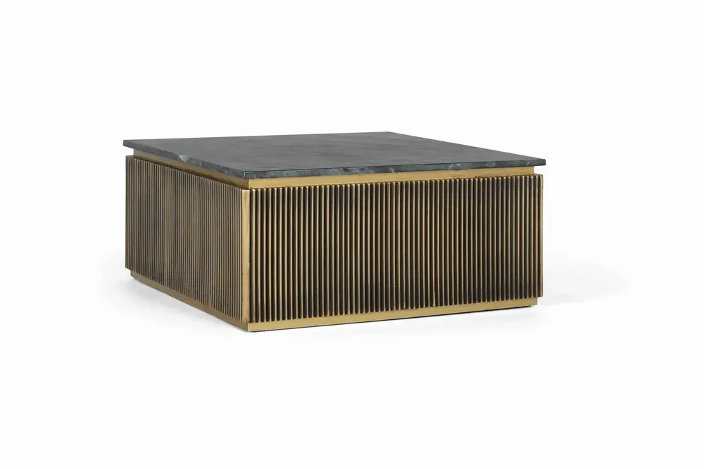 Tables basses - Table basse en bois recouverte de bronze et plateau en marbre - GINER Y COLOMER