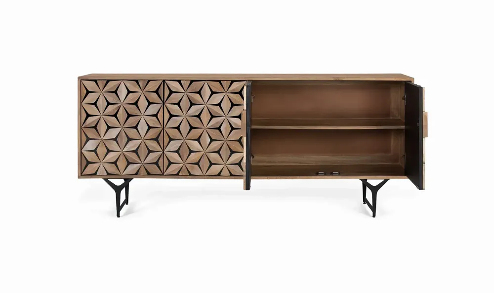 Sideboards - 4-door sideboard handmade from mango wood 177 cm - GINER Y COLOMER