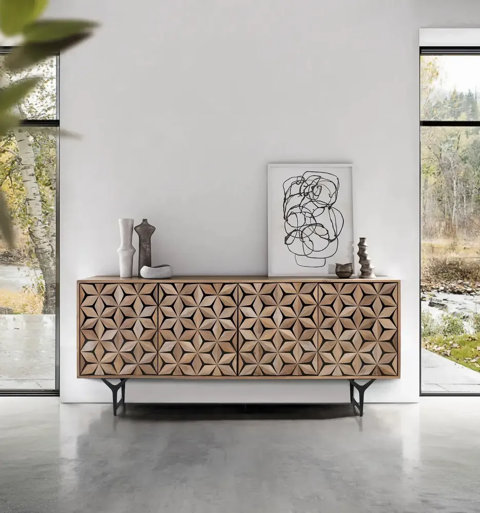 Sideboards - 4-door sideboard handmade from mango wood 177 cm - GINER Y COLOMER
