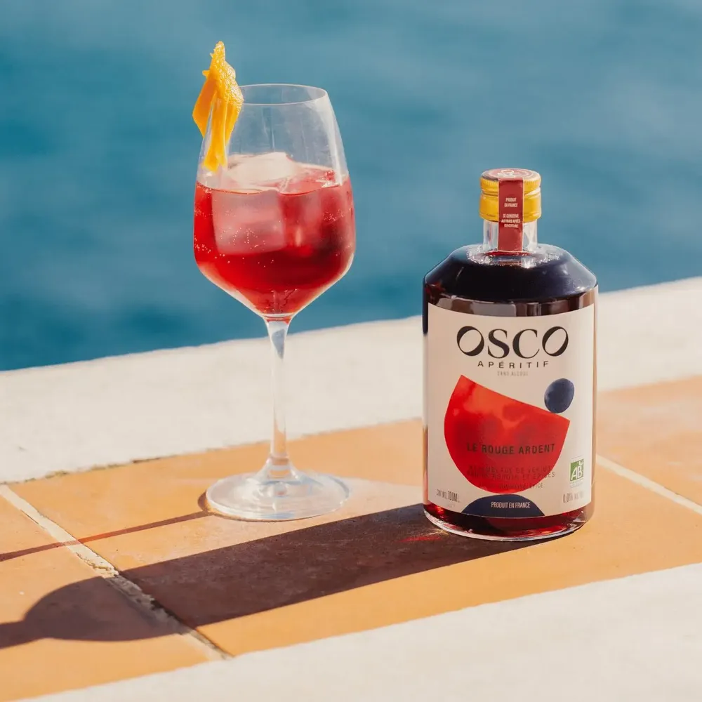 Épicerie fine - OSCO Le Rouge Ardent apéritif sans alcool bio et français -0% -70 cl - OSCO - APERITIFS SANS ALCOOL