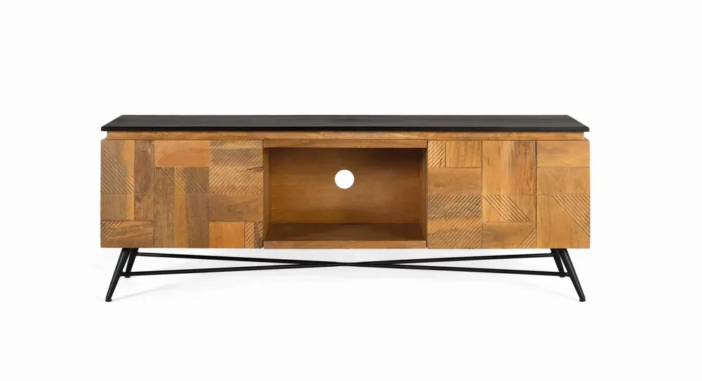 Meubles TV - Meuble TV en bois de manguier finition naturelle, 150 cm - GINER Y COLOMER