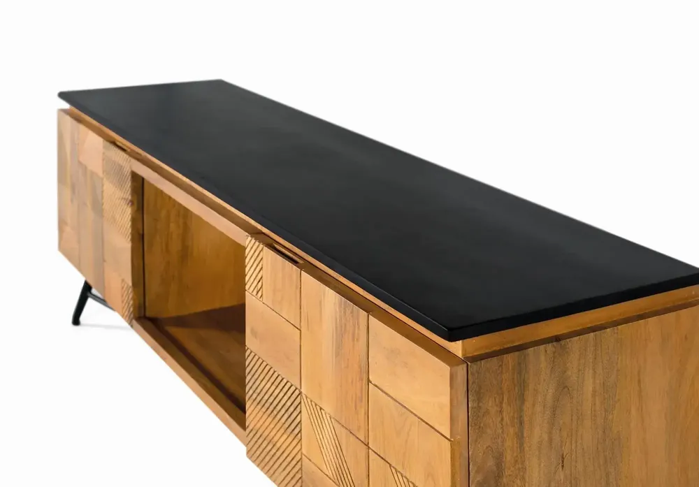 Meubles TV - Meuble TV en bois de manguier finition naturelle, 150 cm - GINER Y COLOMER
