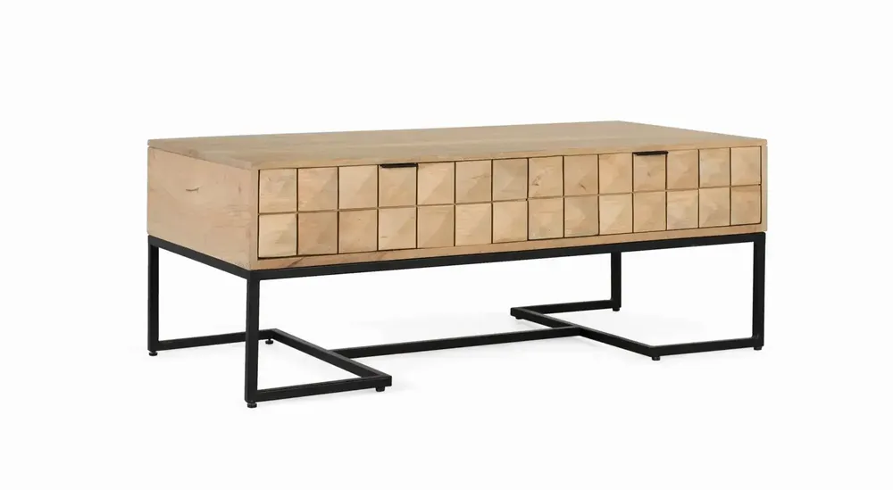 Tables basses - Table basse en bois de manguier sculptée et fabriquée à la main, 120 cm - GINER Y COLOMER