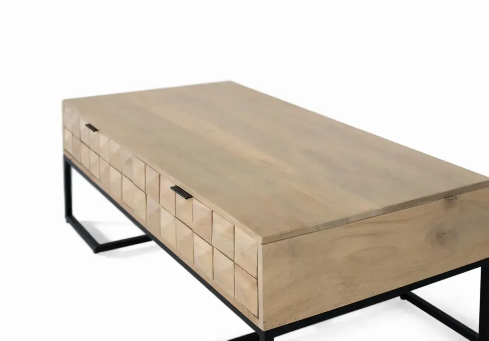 Tables basses - Table basse en bois de manguier sculptée et fabriquée à la main, 120 cm - GINER Y COLOMER