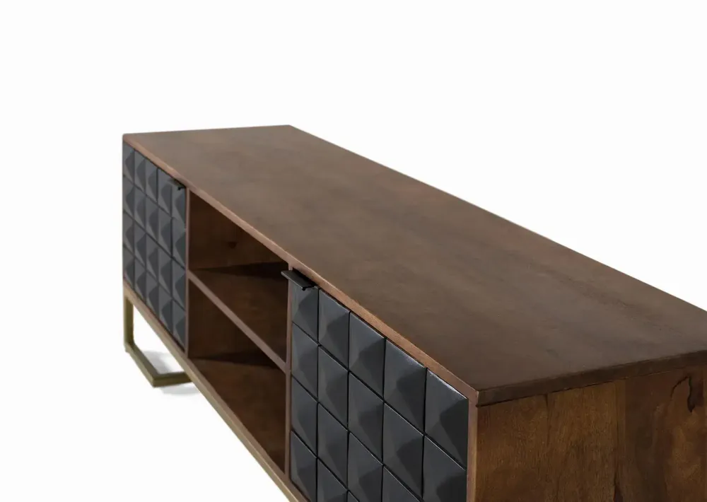 TV stands - Handmade mango wood TV cabinet with golden legs, 150 cm - GINER Y COLOMER