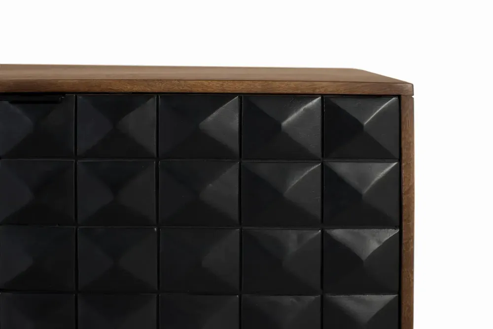 TV stands - Handmade mango wood TV cabinet with golden legs, 150 cm - GINER Y COLOMER
