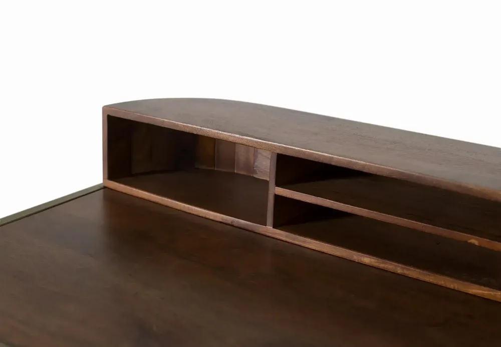Desks - Handcrafted mango wood desk with golden frame - GINER Y COLOMER