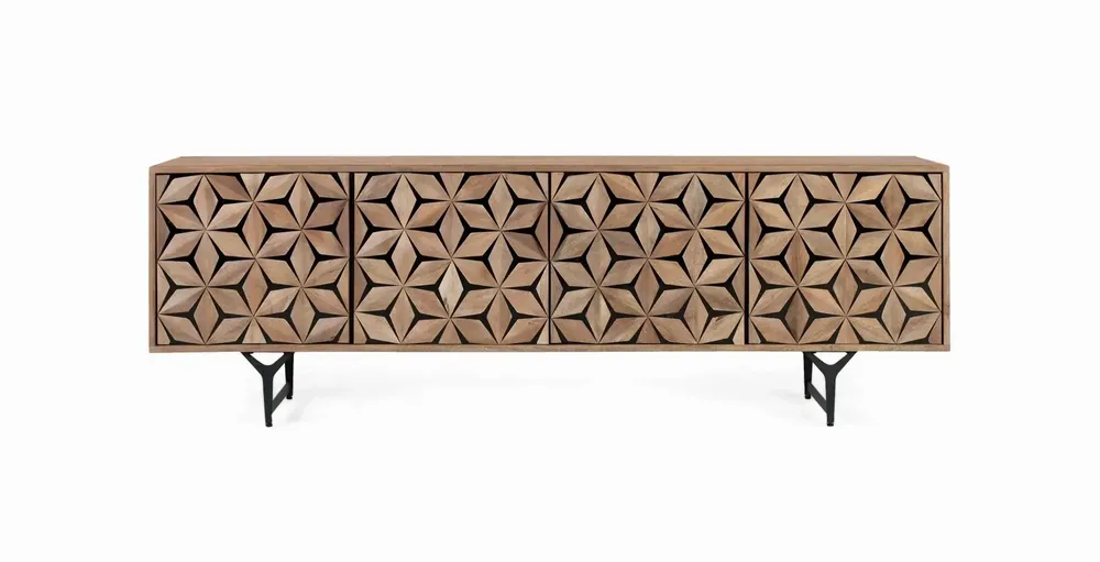 Meubles TV - Meuble TV en bois de manguier fait main avec 4 portes, 177 cm - GINER Y COLOMER