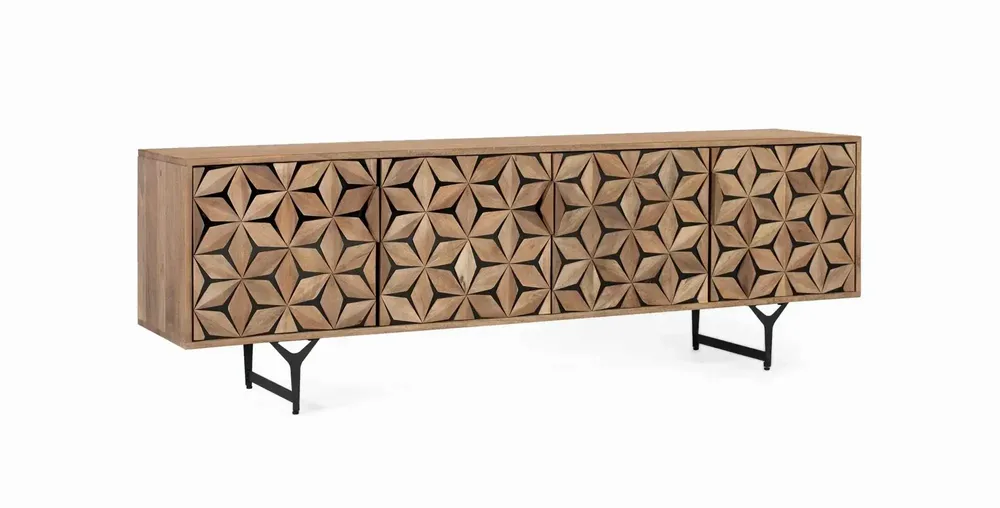 Meubles TV - Meuble TV en bois de manguier fait main avec 4 portes, 177 cm - GINER Y COLOMER