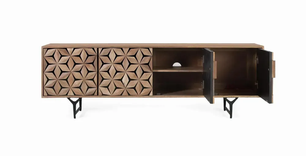 Meubles TV - Meuble TV en bois de manguier fait main avec 4 portes, 177 cm - GINER Y COLOMER