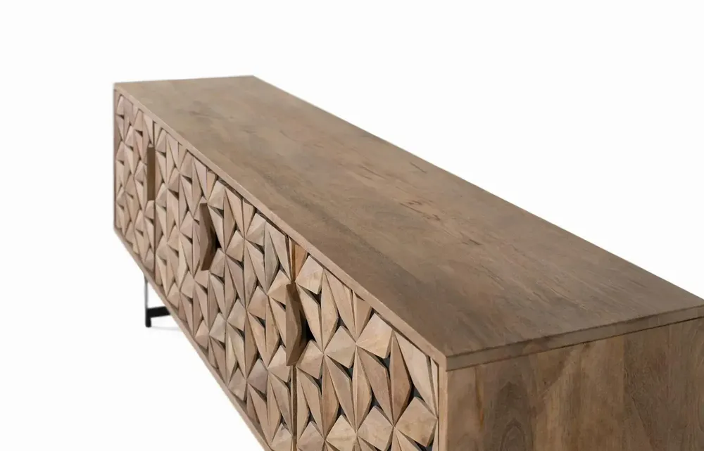 Meubles TV - Meuble TV en bois de manguier fait main avec 4 portes, 177 cm - GINER Y COLOMER