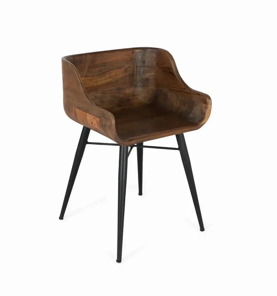 Chaises - Chaise en bois de teck et pieds en fer - GINER Y COLOMER