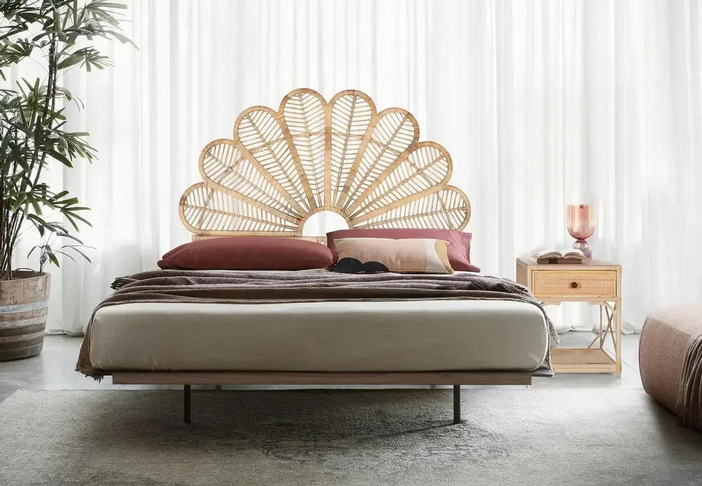 Lits - Tête de lit faite main en rotin naturel 180 cm - GINER Y COLOMER