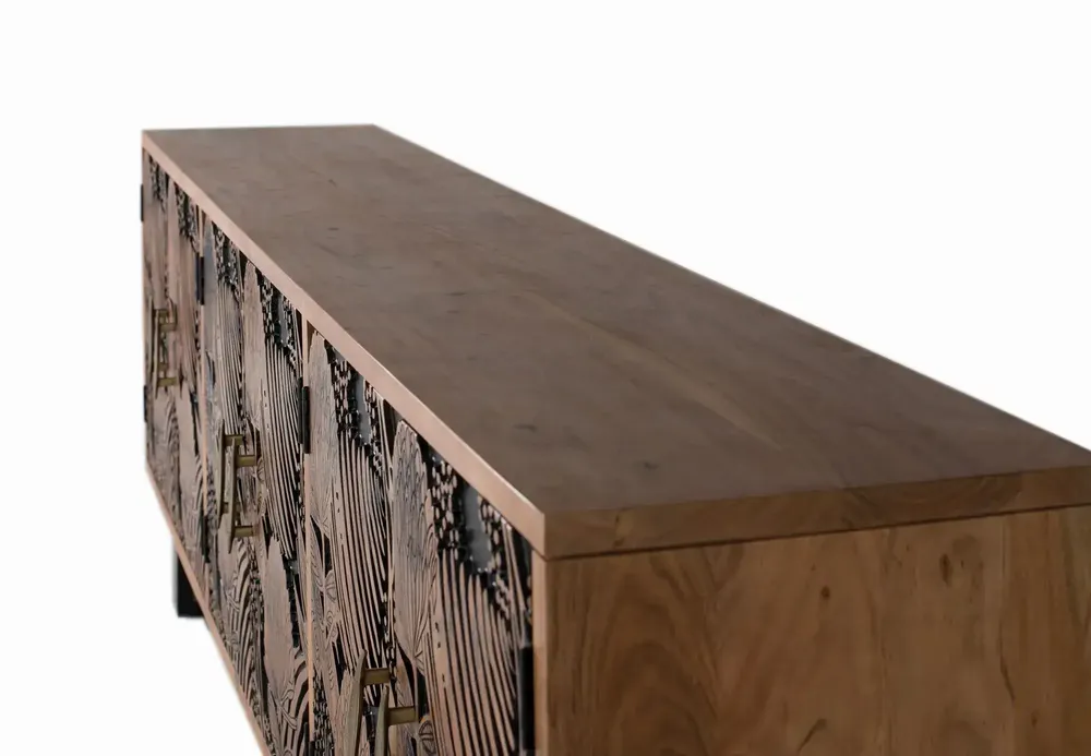 Buffets - Buffet bois d'acacia naturel et noir plus métal - GINER Y COLOMER