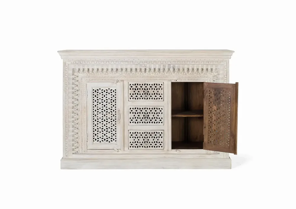 Buffets - Buffet en bois manguier blanc vieilli - GINER Y COLOMER