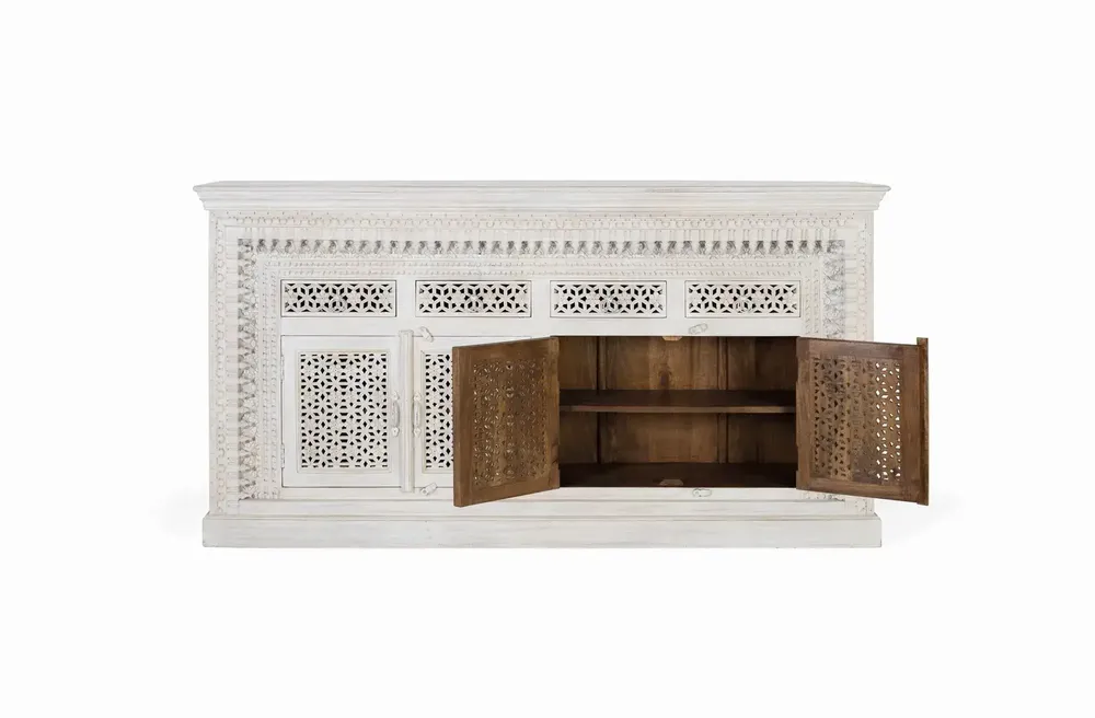 Sideboards - Sideboard in aged white mango wood - GINER Y COLOMER
