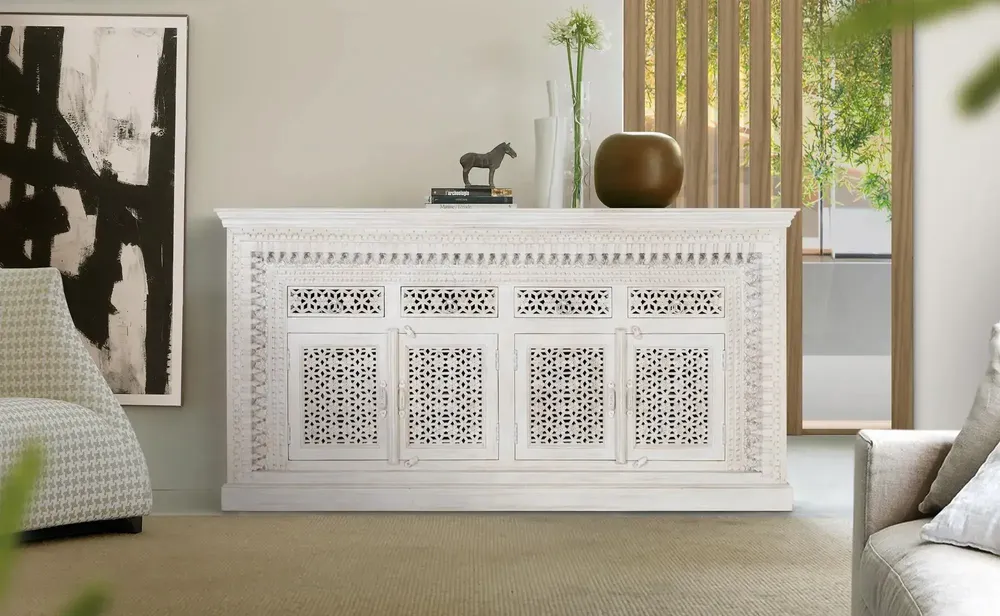Sideboards - Sideboard in aged white mango wood - GINER Y COLOMER