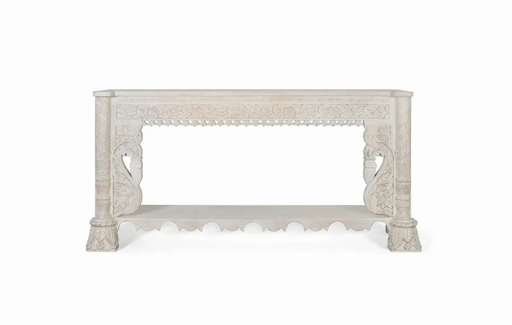 Console table - Console table in aged white mango wood - GINER Y COLOMER