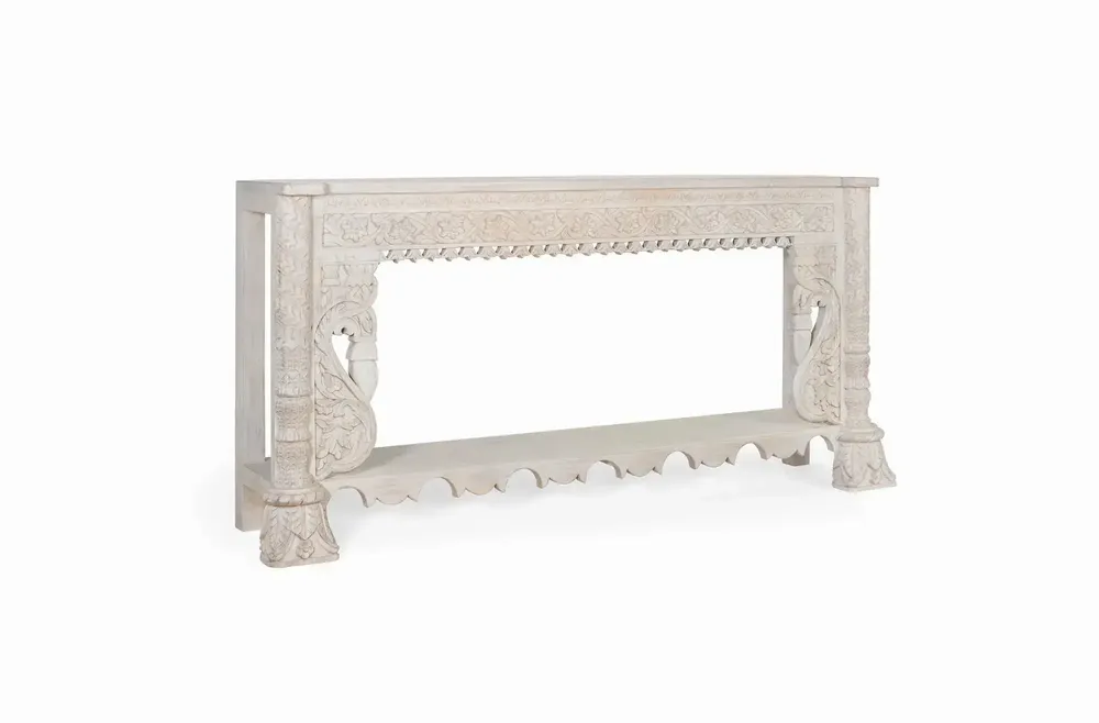 Console table - Console table in aged white mango wood - GINER Y COLOMER