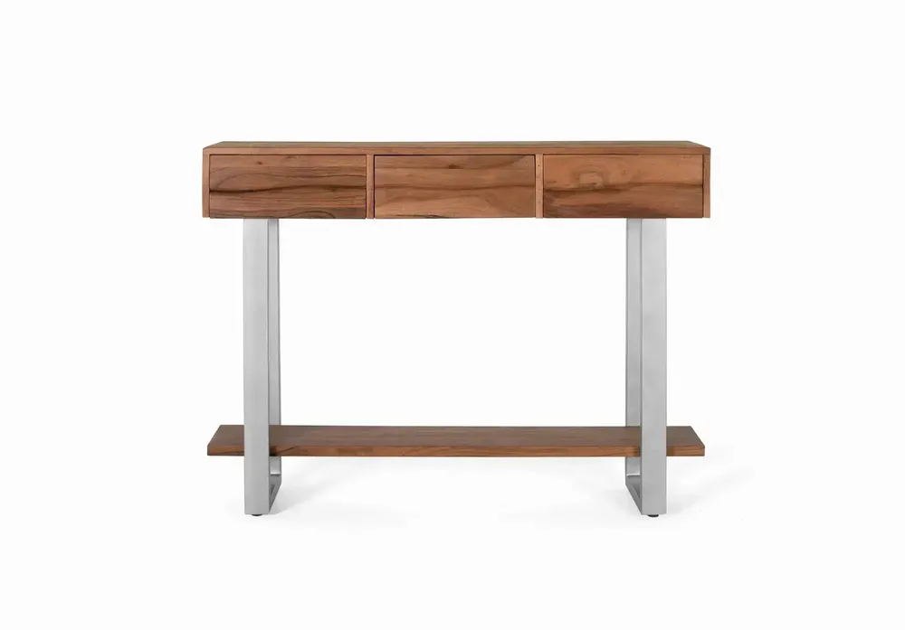 Console table - Console table in natural acacia wood and metal - GINER Y COLOMER