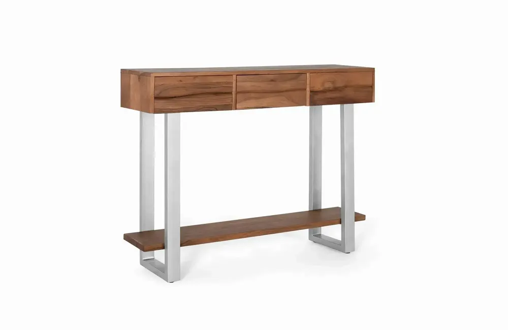 Console table - Console table in natural acacia wood and metal - GINER Y COLOMER