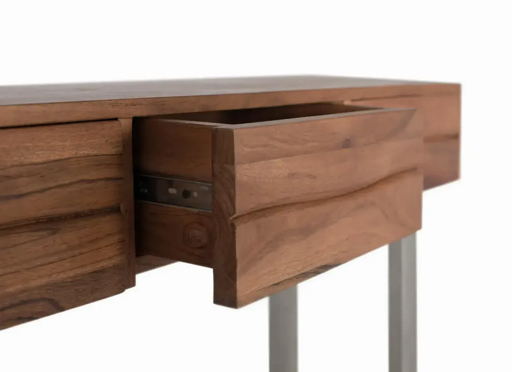 Console table - Console table in natural acacia wood and metal - GINER Y COLOMER