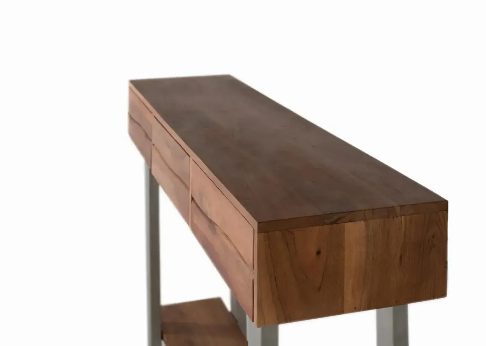 Console table - Console table in natural acacia wood and metal - GINER Y COLOMER