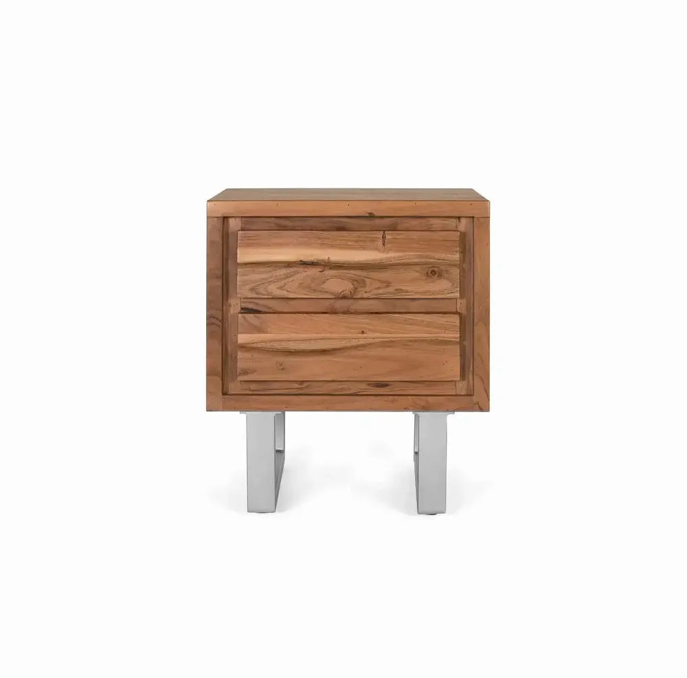 Night tables - Acacia wood and metal bedside table - GINER Y COLOMER