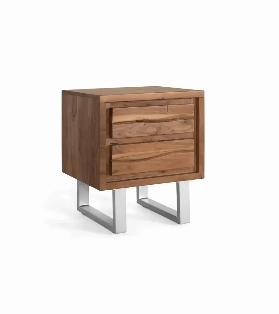 Night tables - Acacia wood and metal bedside table - GINER Y COLOMER
