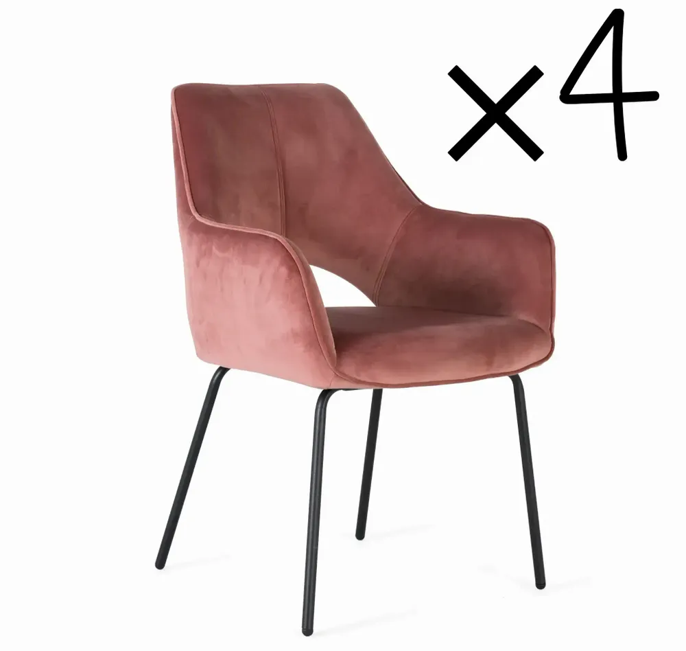 Chairs - Set of 4 brown velvet and metal chairs - GINER Y COLOMER