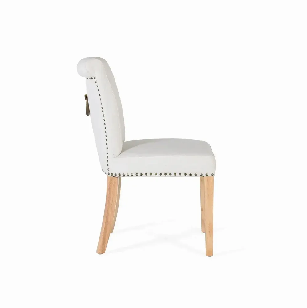 Chairs - Set of 4 beige fabric and wood chairs - GINER Y COLOMER