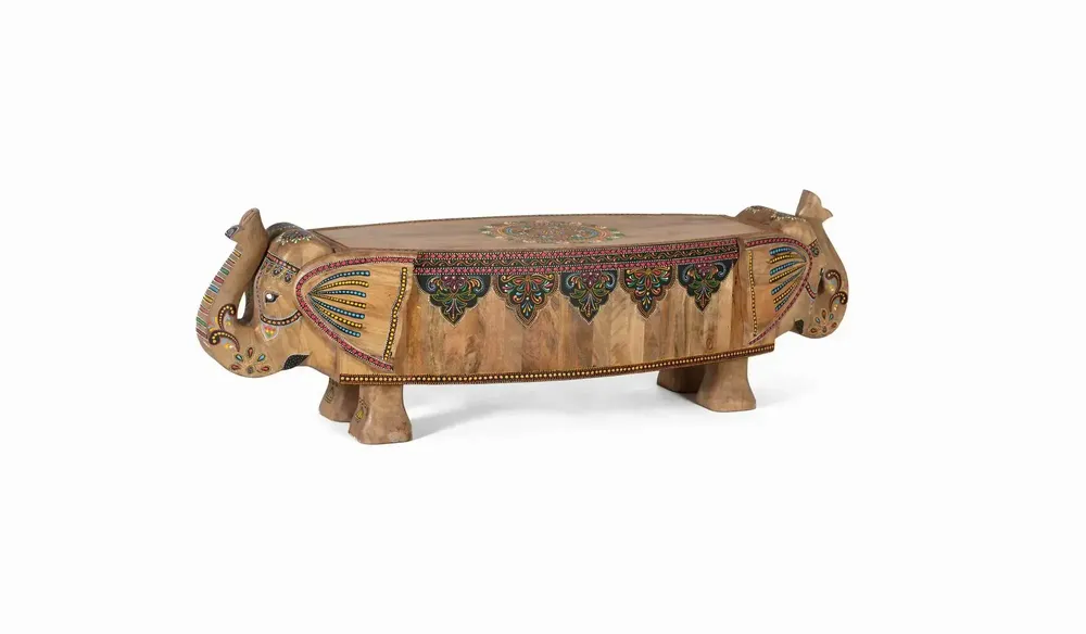 Wardrobe - Multi-colored hand-painted mango wood bench - GINER Y COLOMER
