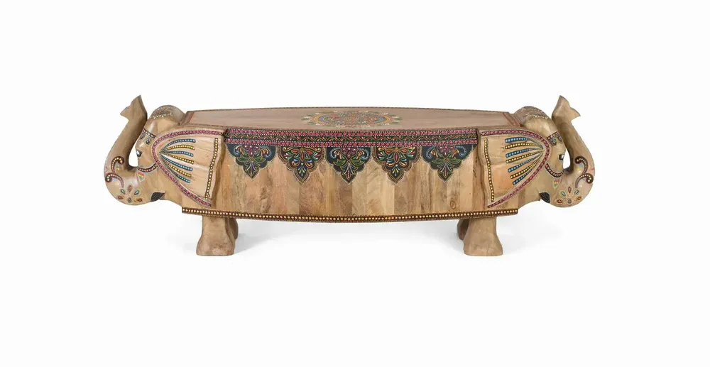 Wardrobe - Multi-colored hand-painted mango wood bench - GINER Y COLOMER