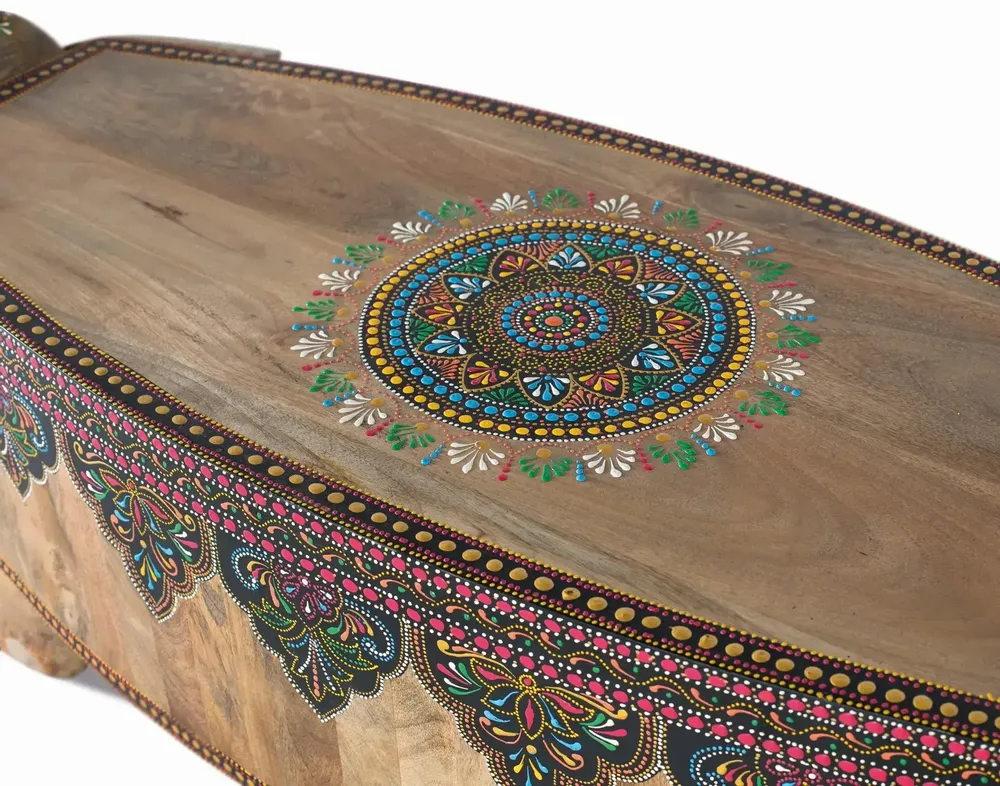 Wardrobe - Multi-colored hand-painted mango wood bench - GINER Y COLOMER