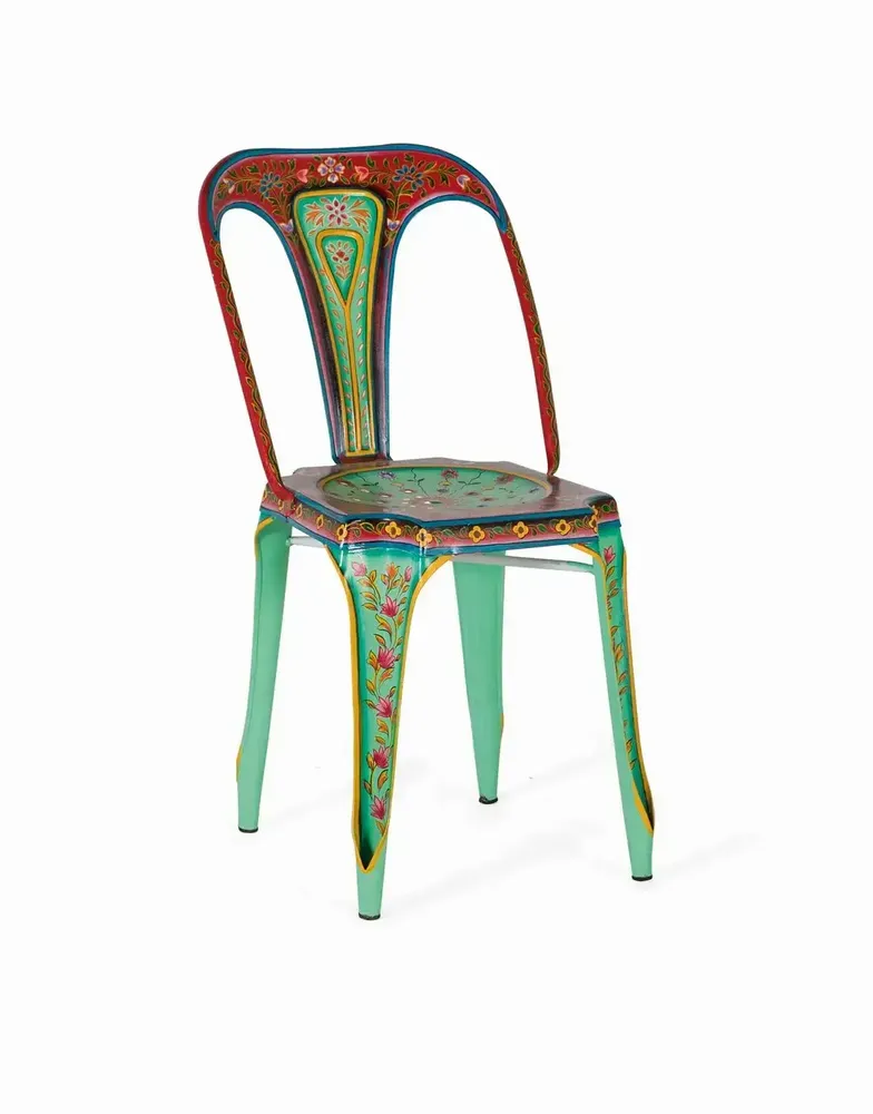 Chairs - Set of 2 multi-colored hand-painted metal chairs - GINER Y COLOMER