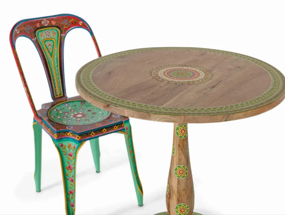 Chairs - Set of 2 multi-colored hand-painted metal chairs - GINER Y COLOMER