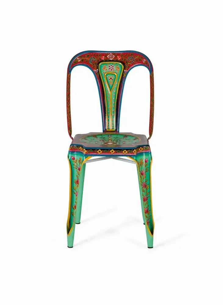 Chairs - Set of 2 multi-colored hand-painted metal chairs - GINER Y COLOMER