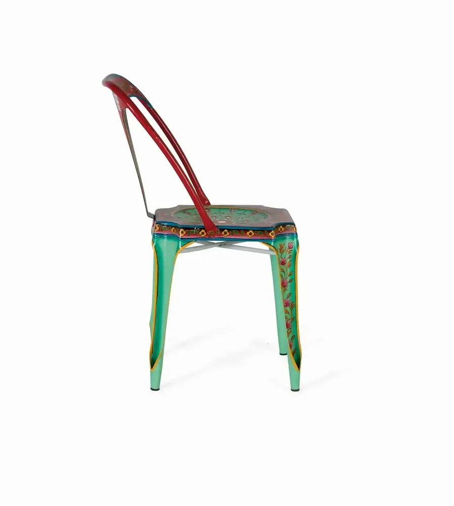 Chairs - Set of 2 multi-colored hand-painted metal chairs - GINER Y COLOMER