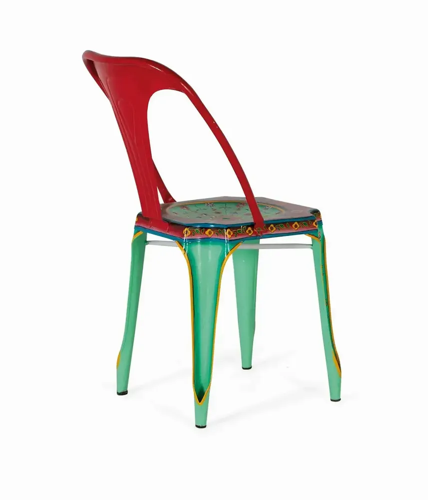 Chairs - Set of 2 multi-colored hand-painted metal chairs - GINER Y COLOMER