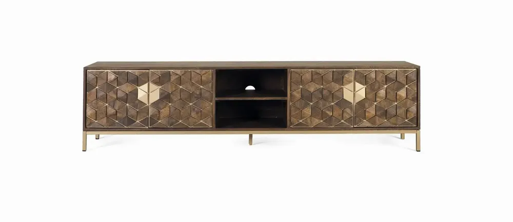 TV stands - 4-door TV cabinet in mango wood and metal base - GINER Y COLOMER