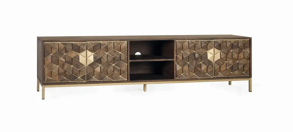 TV stands - 4-door TV cabinet in mango wood and metal base - GINER Y COLOMER
