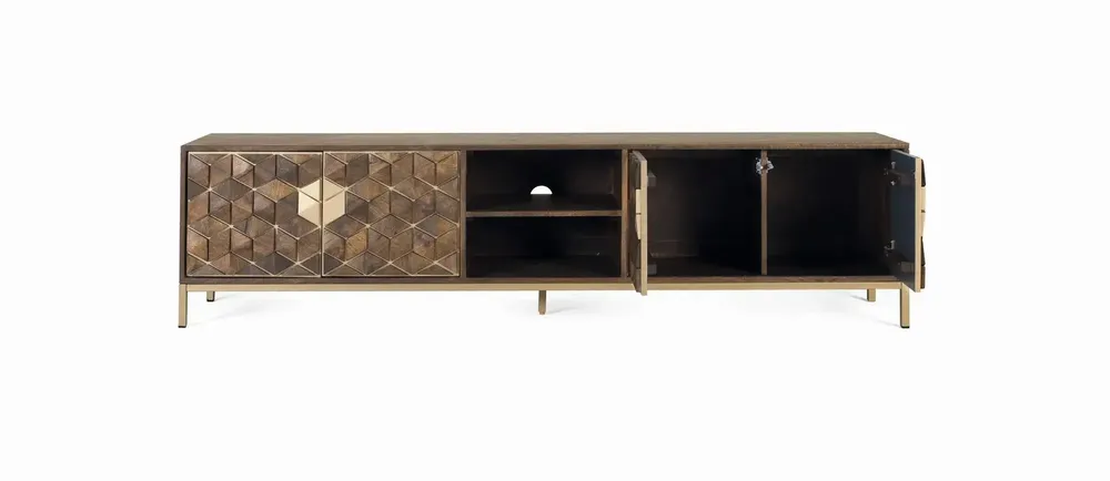 TV stands - 4-door TV cabinet in mango wood and metal base - GINER Y COLOMER