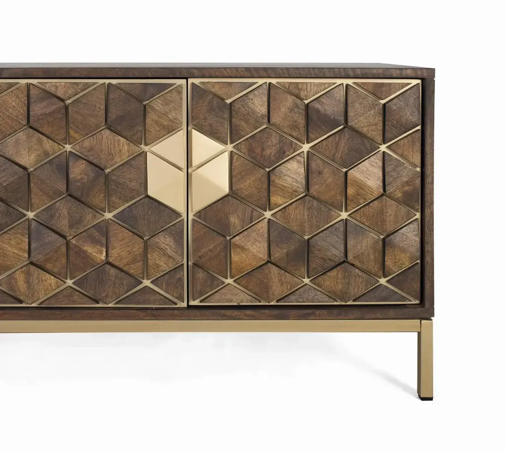TV stands - 4-door TV cabinet in mango wood and metal base - GINER Y COLOMER