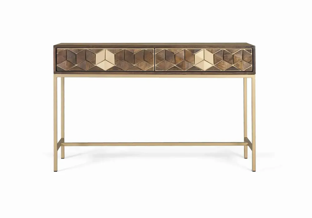 Console table - Mango, walnut and gold console table, unique elegance - GINER Y COLOMER