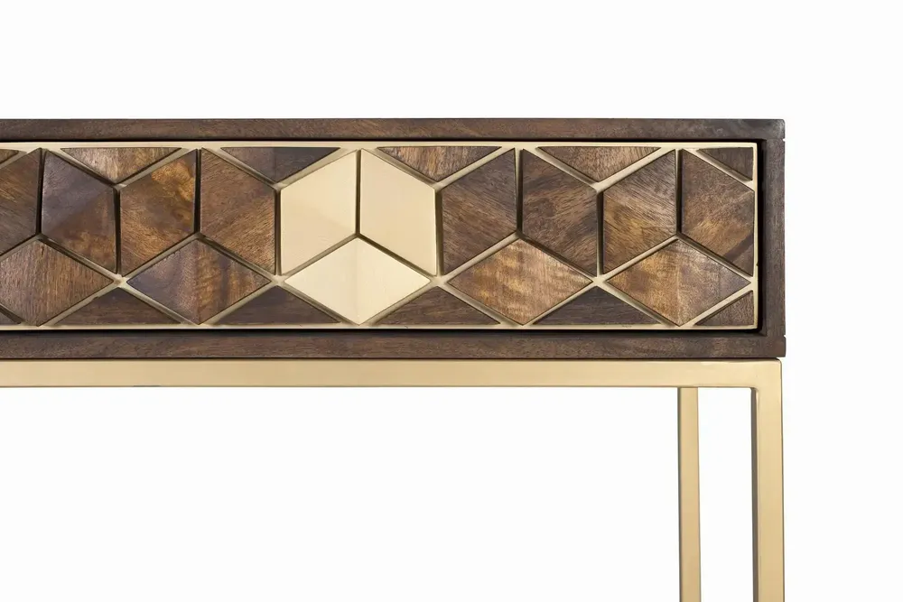 Console table - Mango, walnut and gold console table, unique elegance - GINER Y COLOMER