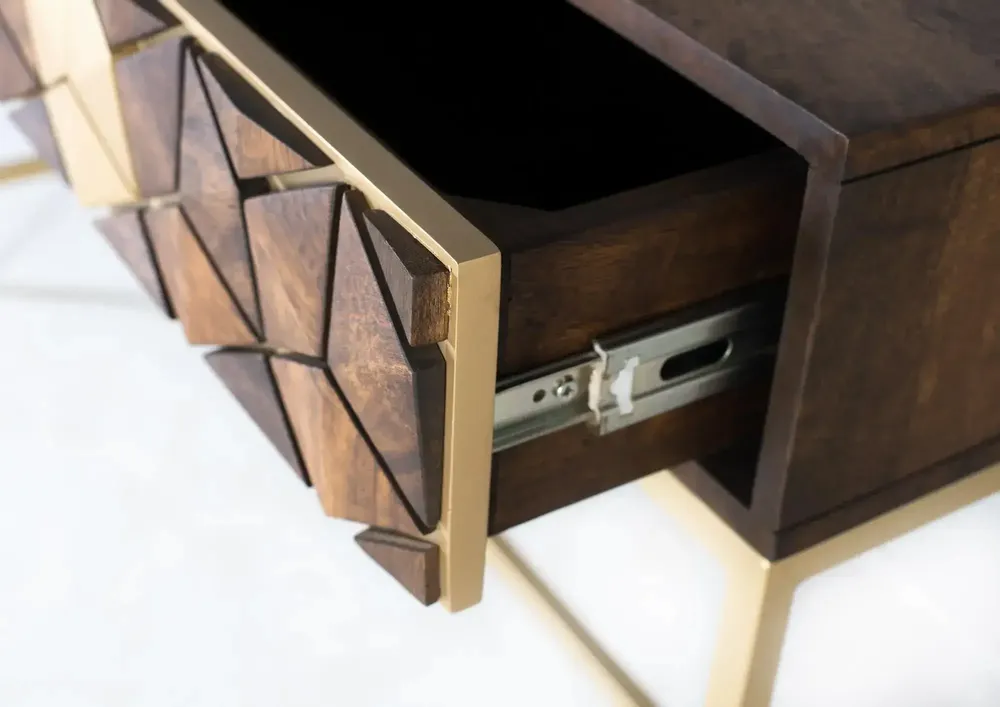 Console table - Mango, walnut and gold console table, unique elegance - GINER Y COLOMER