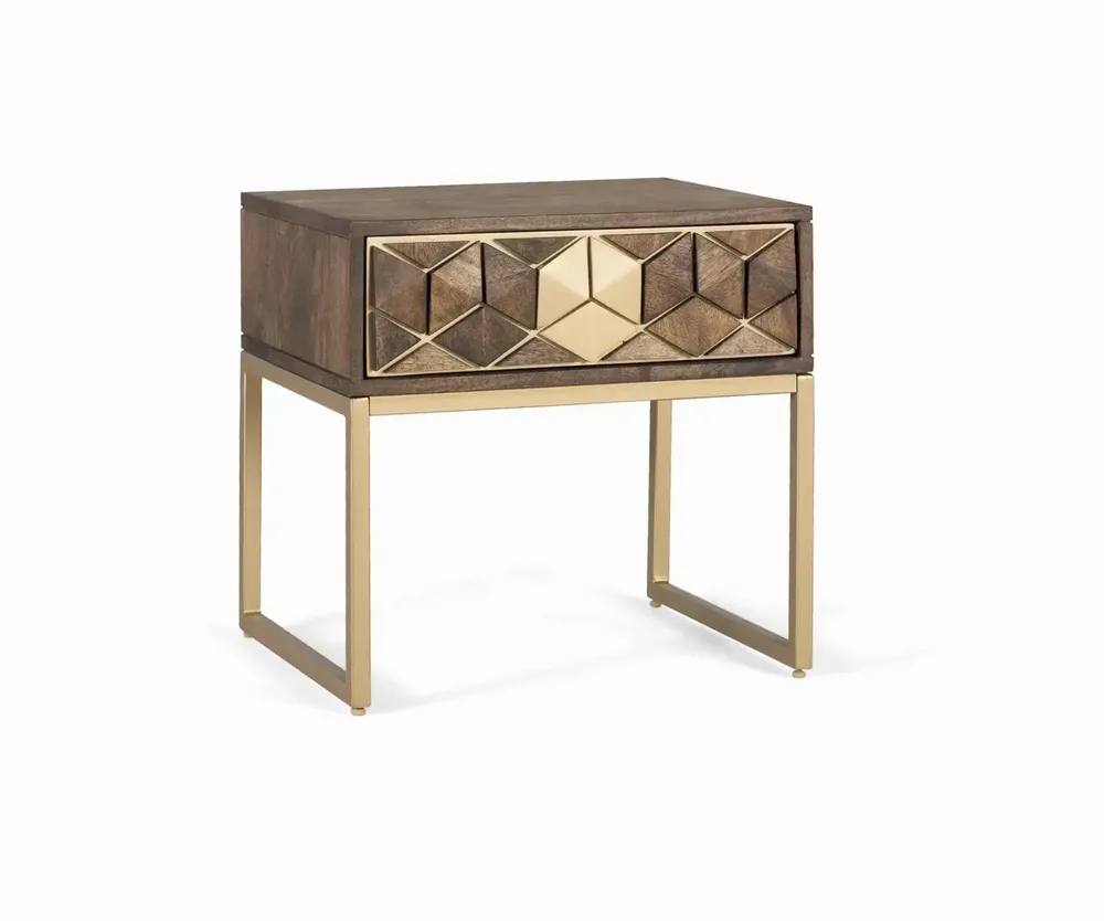 Night tables - Mango, walnut and gold bedside table - GINER Y COLOMER
